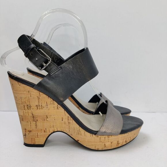 Franco sarto Cork Wedge High Heel Platform Sandals Sz 8.5 Leather Straps - Picture 2 of 12